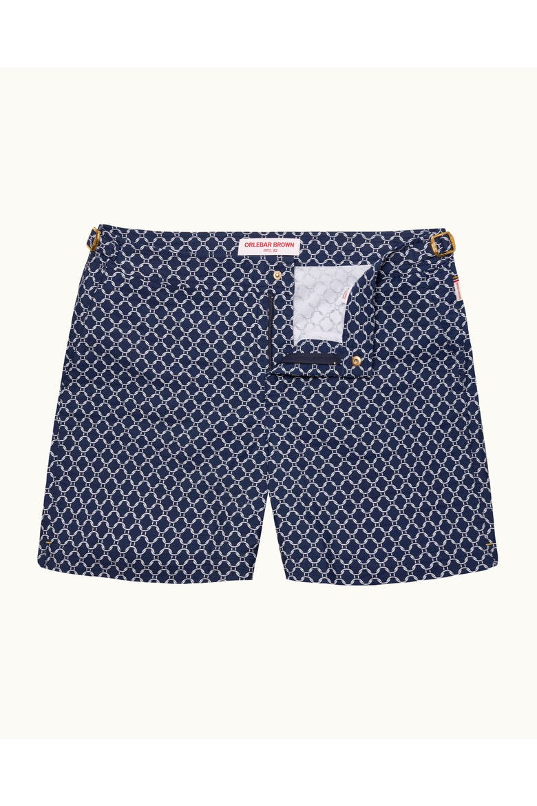 Bulldog Mid-Length Jacquard Printed Swim Shorts, Alternate, color, NIGHT IRIS/WHITE SAND