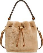 Tory Burch T Monogram Genuine Shearling Bucket Bag