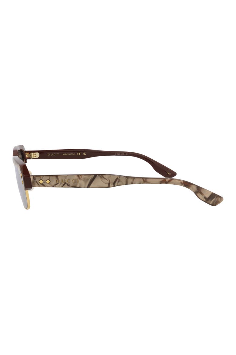 Novelty 52mm Rectangular Sunglasses, Alternate, color, BROWN BROWN SILVER
