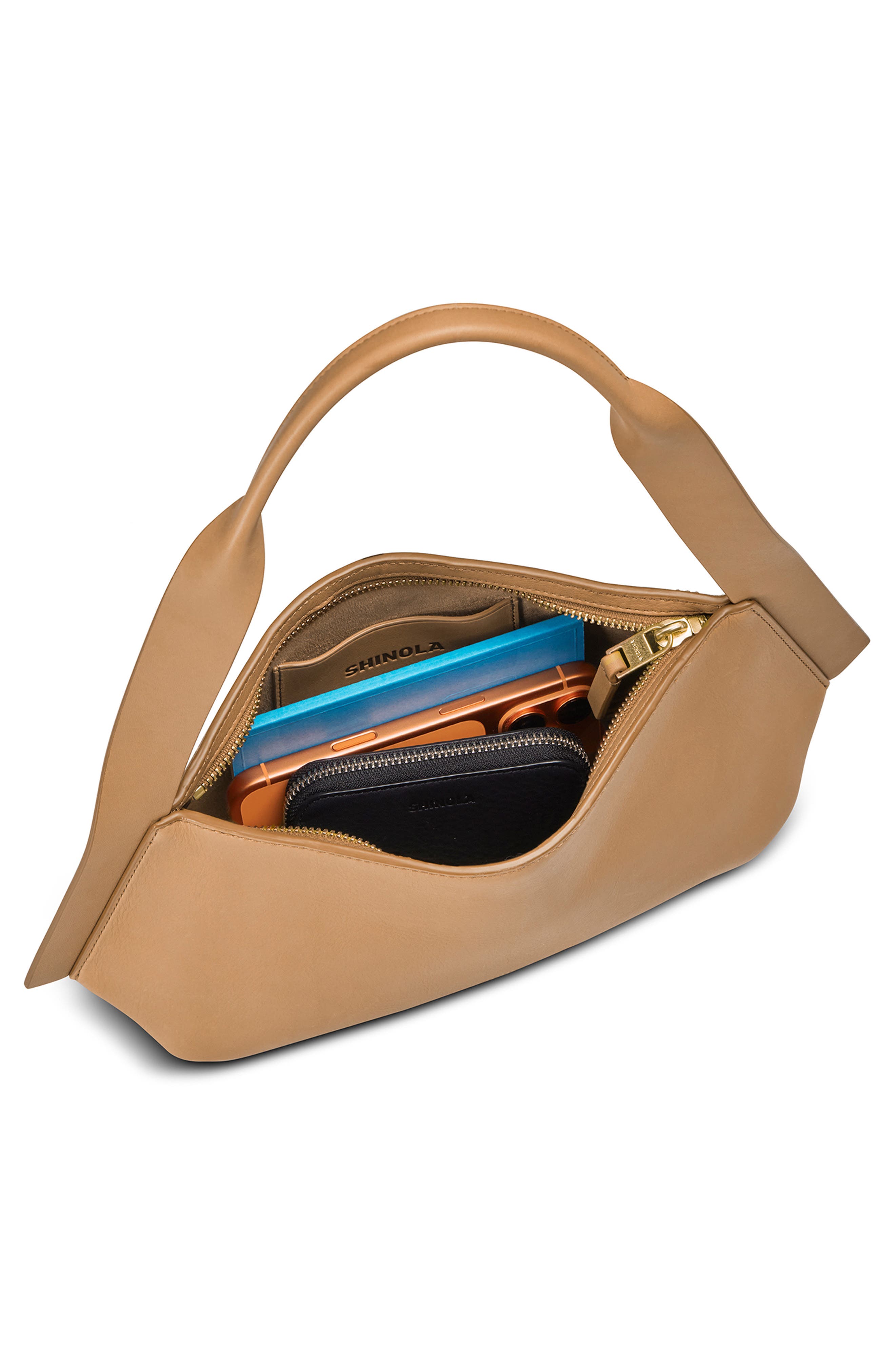 Shinola Small Derby Leather Shoulder Bag, Alternate, color, Honey