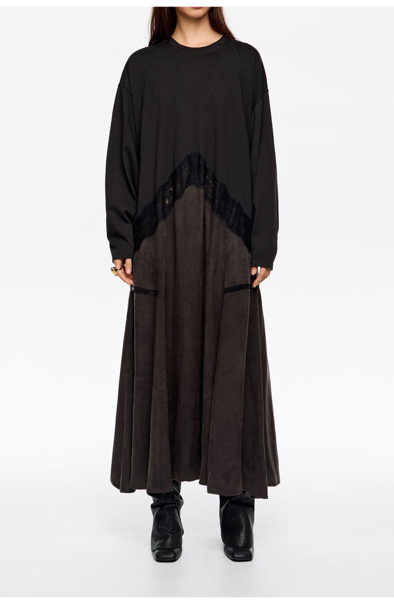 Bimba y Lola Lace 2 1 Sweatshirt Dress, Main, color, Washed Black