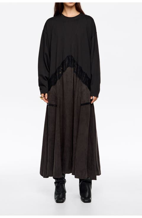 Lace 2 1 Sweatshirt Dress