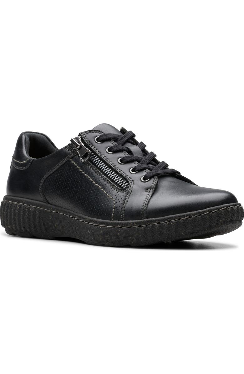Clarks<sup>®</sup> Caroline Janna Low Top Sneaker, Main, color, Black Leather