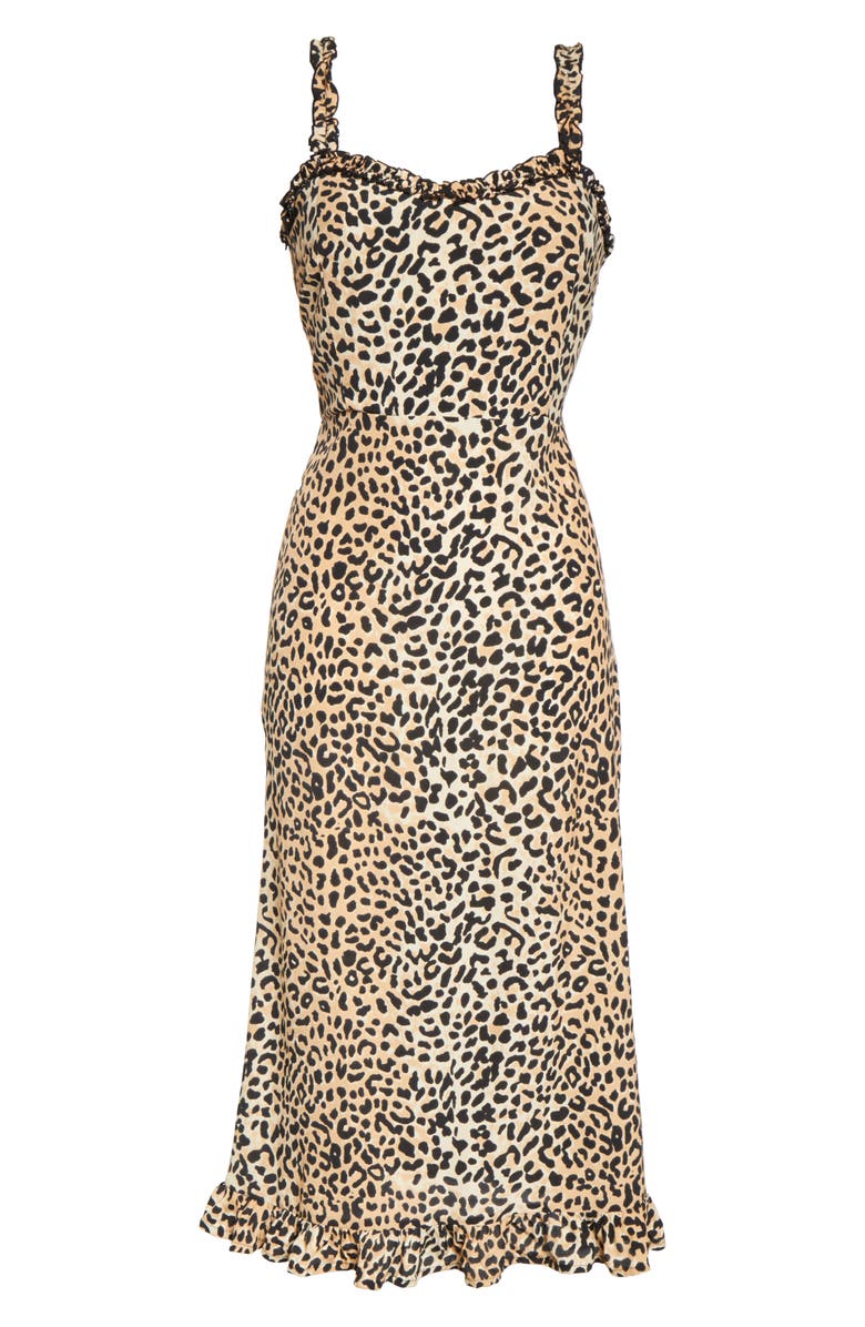 Faithfull the Brand Noemie Animal Print Midi Dress, Alternate, color, Le Cinq Animal Print