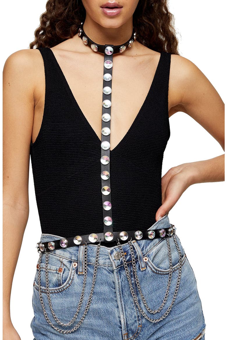 Jewel Body Harness, Alternate, color, BLACK