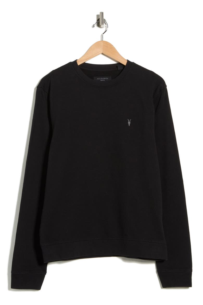 Aven Cotton Crewneck Sweatshirt, Alternate, color, BLACK