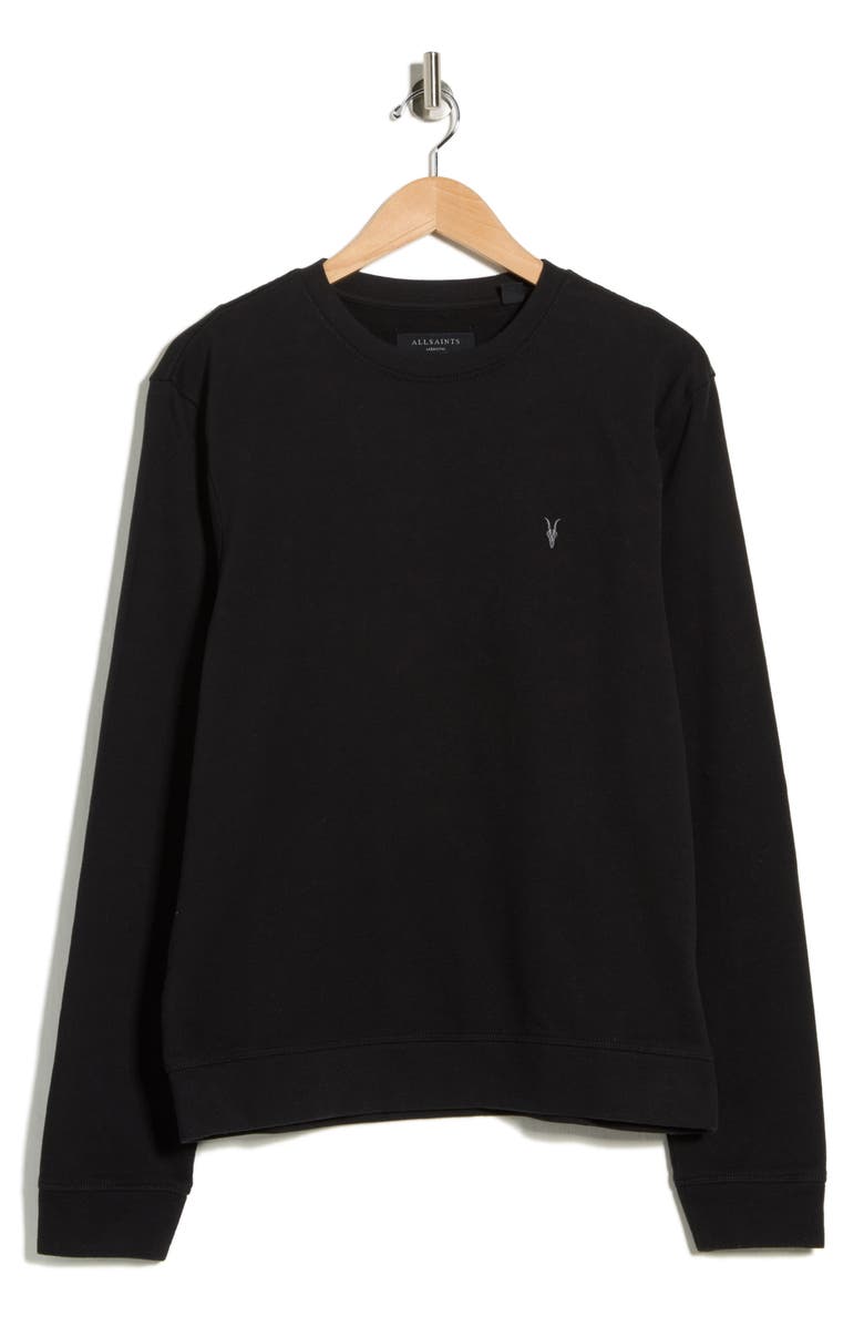 AllSaints Aven Cotton Crewneck Sweatshirt, Main, color, Black