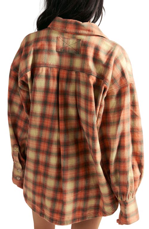Free People Ashley Oversize Plaid Cotton Button-up Shirt In Red