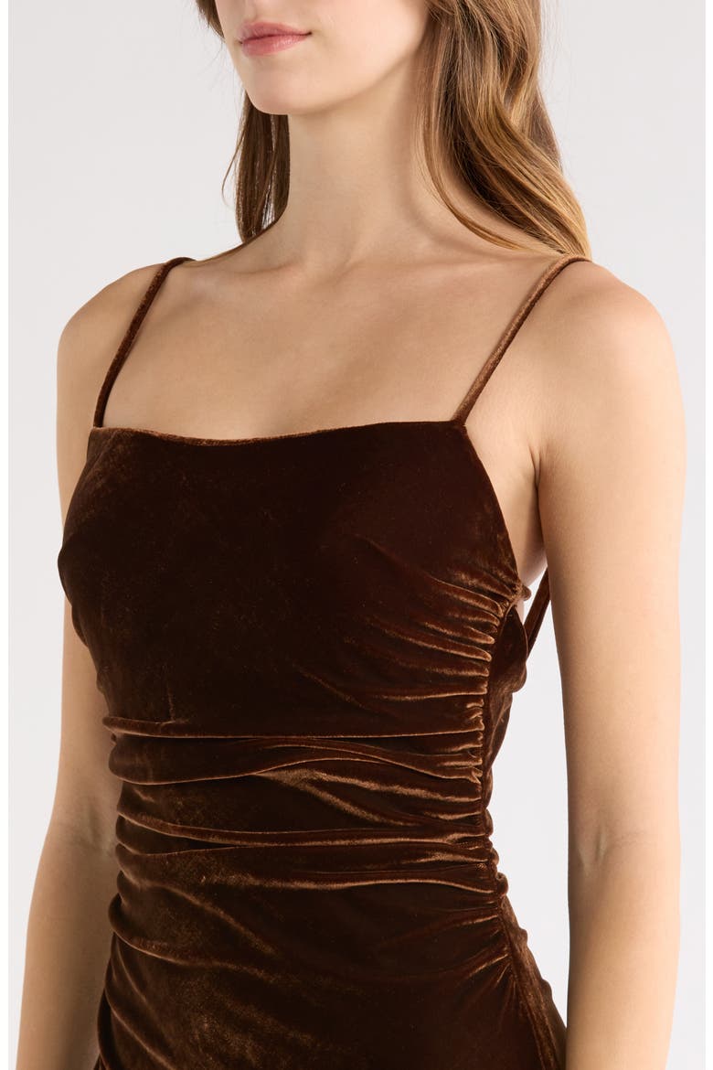 Valery Sleeveless Velvet Midi Dress, Alternate, color, BROWN