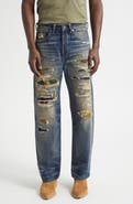 Double RL Relaxed Fit Ripped & Repaired Straight Leg Jeans