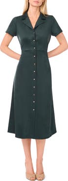 Vince Camuto Short Sleeve Faux Suede Midi Shirtdress
