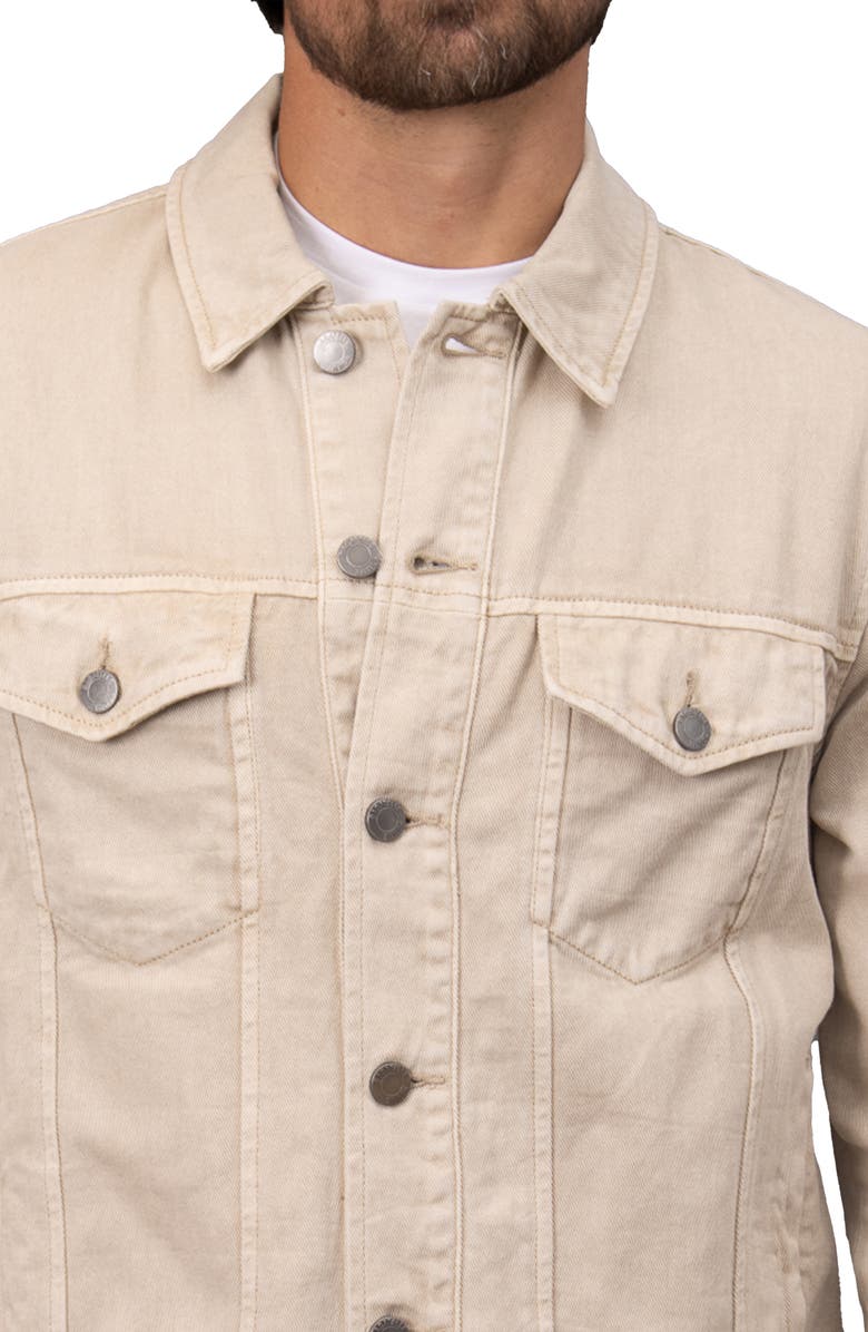 Bagatelle Garment Washed Twill Trucker Jacket, Alternate, color, Sand