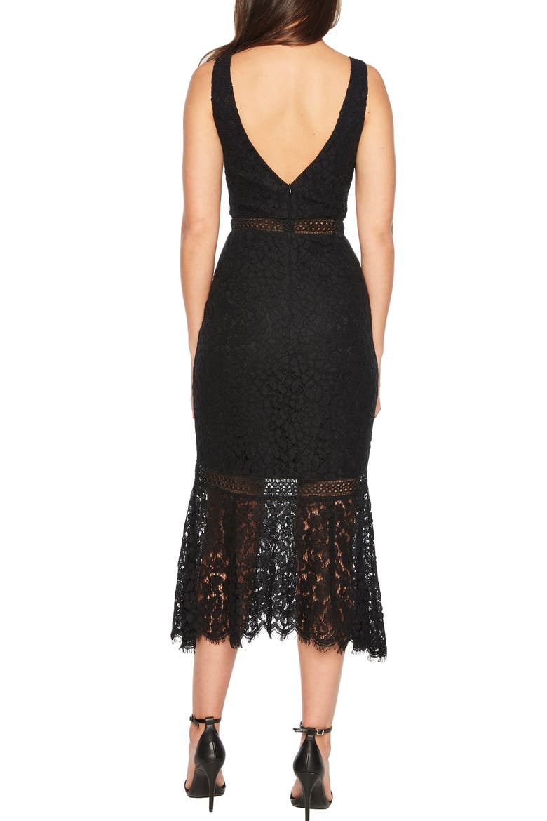 Sienna Lace Trumpet Dress (Nordstrom Exclusive), Alternate, color, BLACK