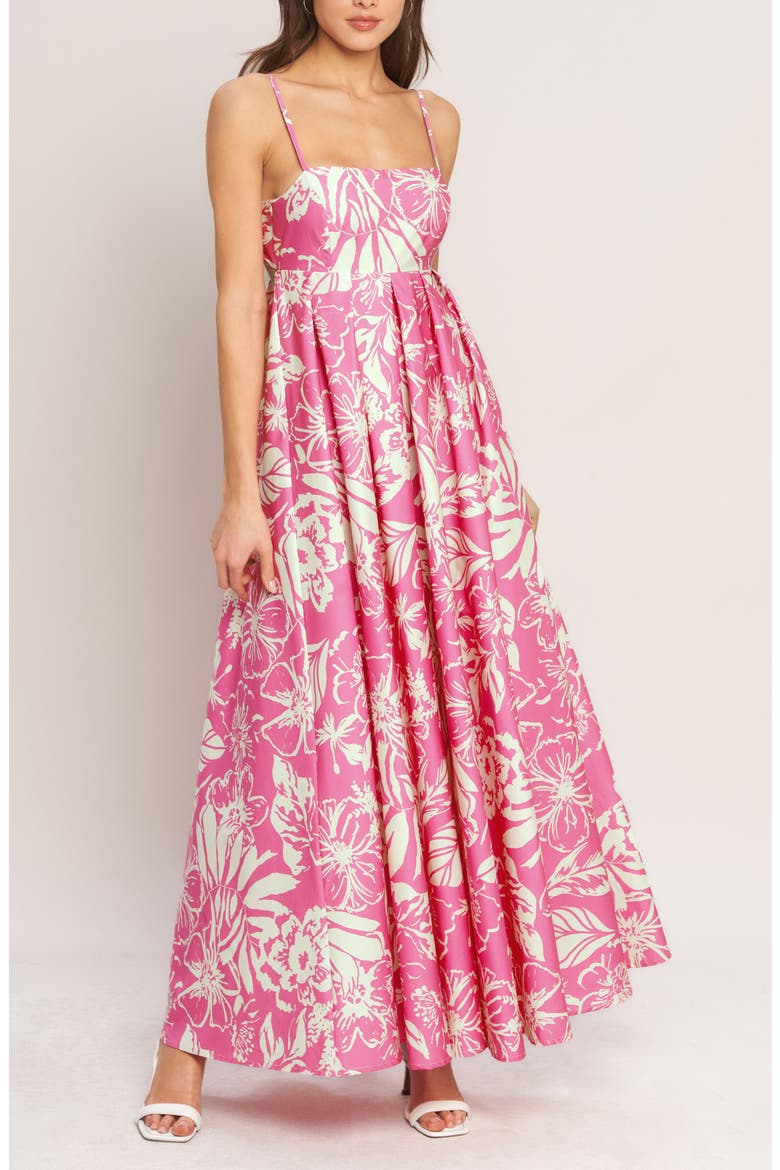 Print Cotton Maxi Dress, Alternate, color, PINK