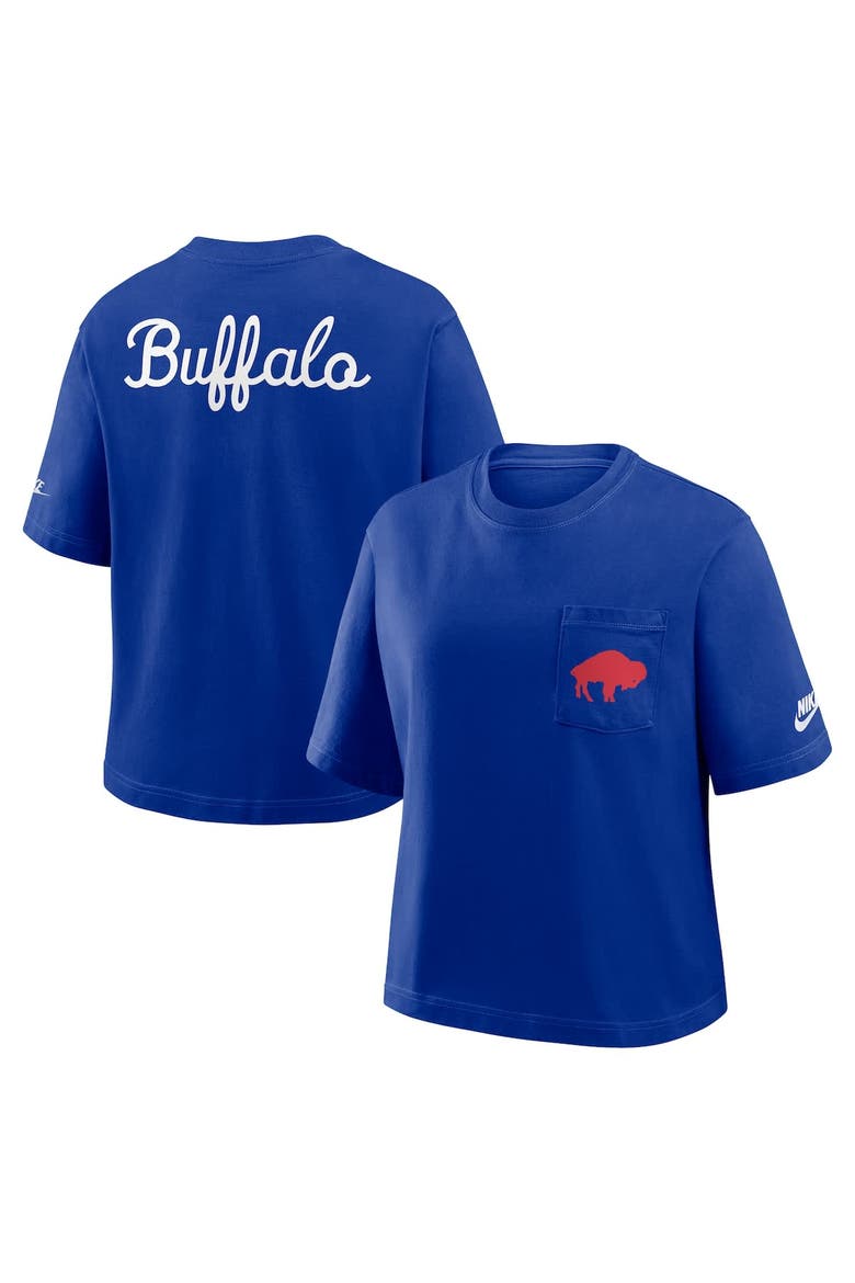 Women's Nike Royal Buffalo Bills Rewind Pocket Boxy T-Shirt, Alternate, color, Royal