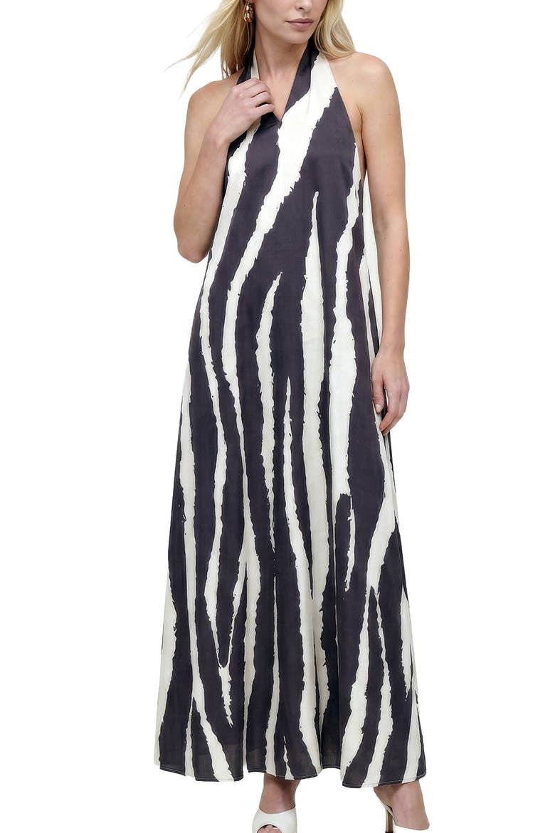 Belle Zebra Print Maxi Dress, Alternate, color, Black & White