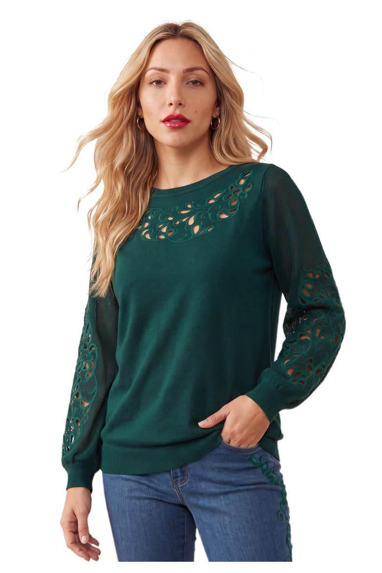 Plus Size Pullover Sweater With Cutout Detail, Main, color, EMERALD GREEN