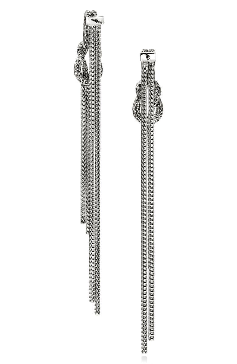 John Hardy Love Knot Diamond Drop Earrings, Alternate, color, Silver