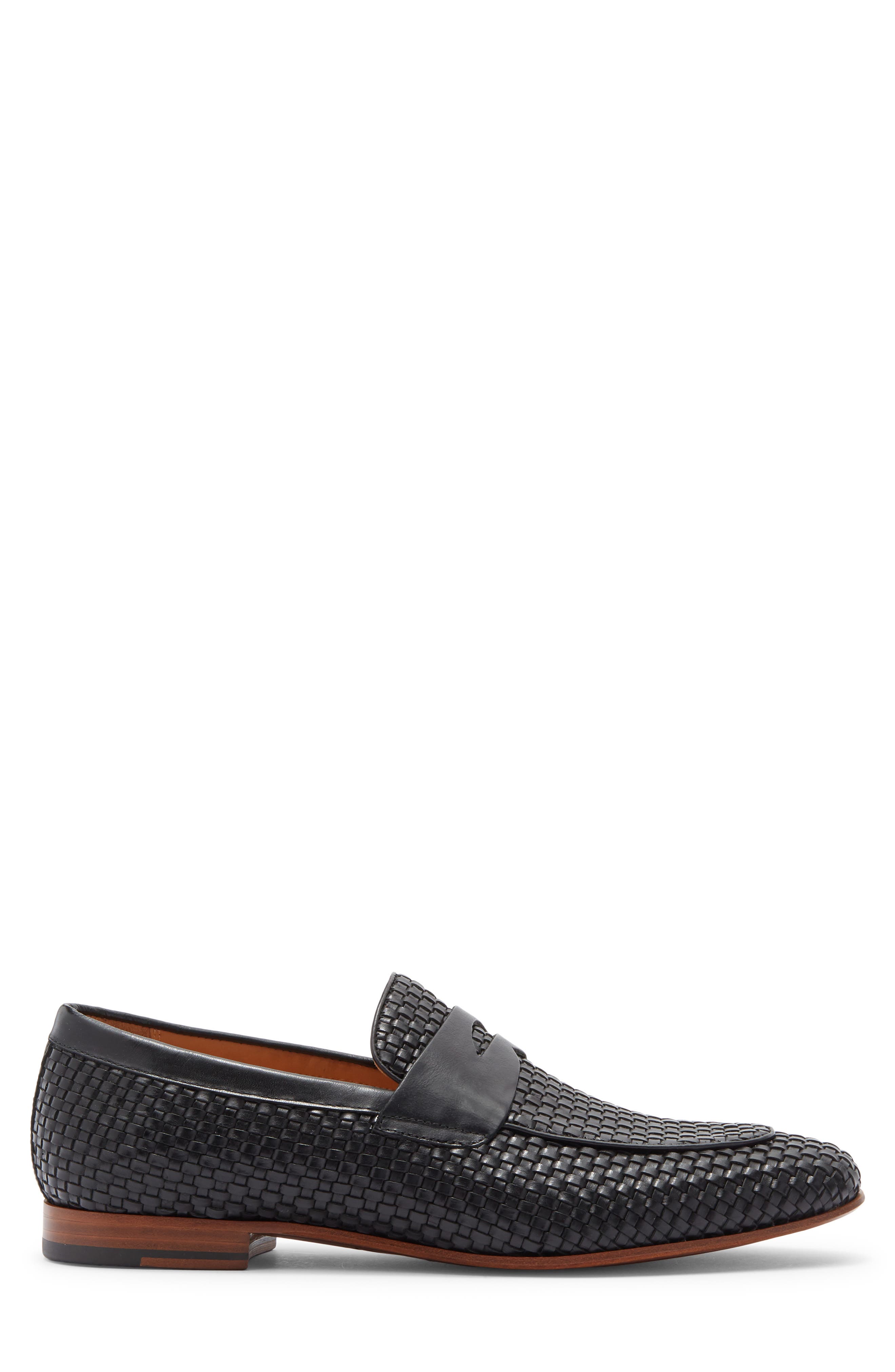 CURATORE Bodeo Woven Leather Penny Loafer, Alternate, color, Black