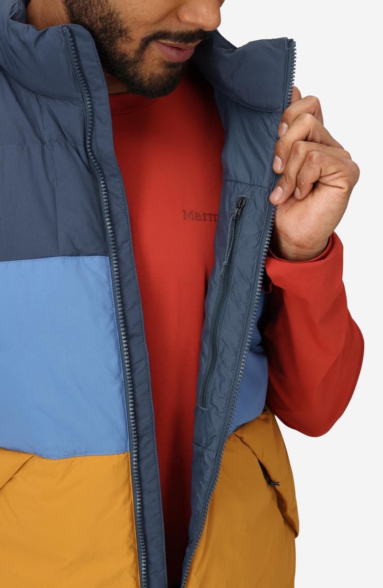 Marmot Ares Packable Recycled Nylon 700 Fill Power Down Puffer Vest, Alternate, color, Thunder/ Rain Cloud/ Honey