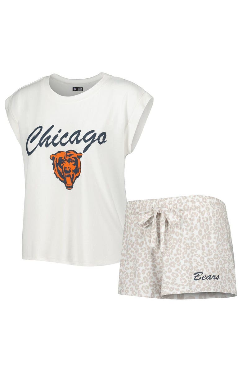 CONCEPTS SPORT Women's Concepts Sport White/Cream Chicago Bears Montana Knit T-Shirt & Shorts Sleep Set, Main, color, 