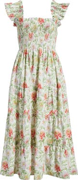 Hill House Home The Ellie Floral Flutter Sleeve Nap Midi Dress