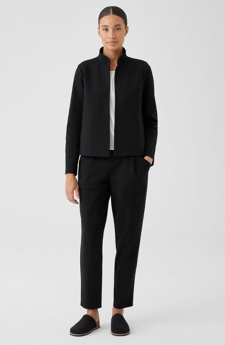 Eileen Fisher Open Front Stand Collar Organic Cotton Blend Jacket, Alternate, color, 