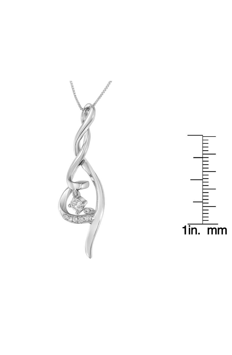 Haus of Brilliance Espira 10K White Gold 1/10 cttw Diamond Swirl Pendant Necklace, Alternate, color, White