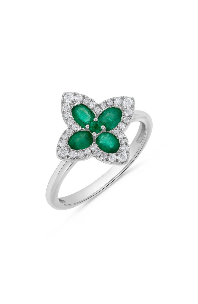 H.J. Namdar Emerald & Diamond Flower Ring, Main, color, White Gold