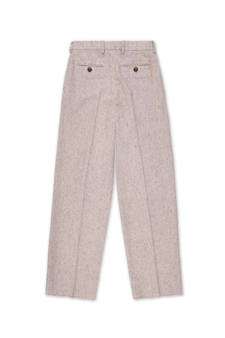 High-Waisted Pleated Wool Trousers, Alternate, color, Ecru