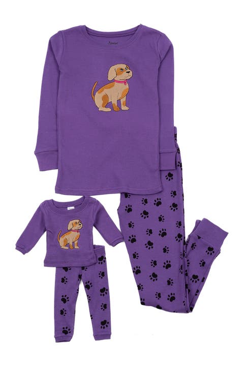 Girls 2-pc. Cotton Pajamas with Matching Doll Accessory - Animal Prints