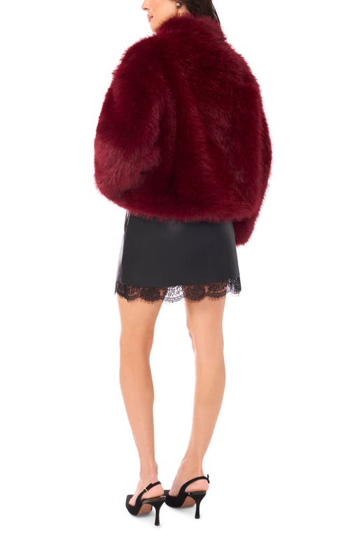 Vince Camuto Stand Caollar Faux Fur Jacket In Red