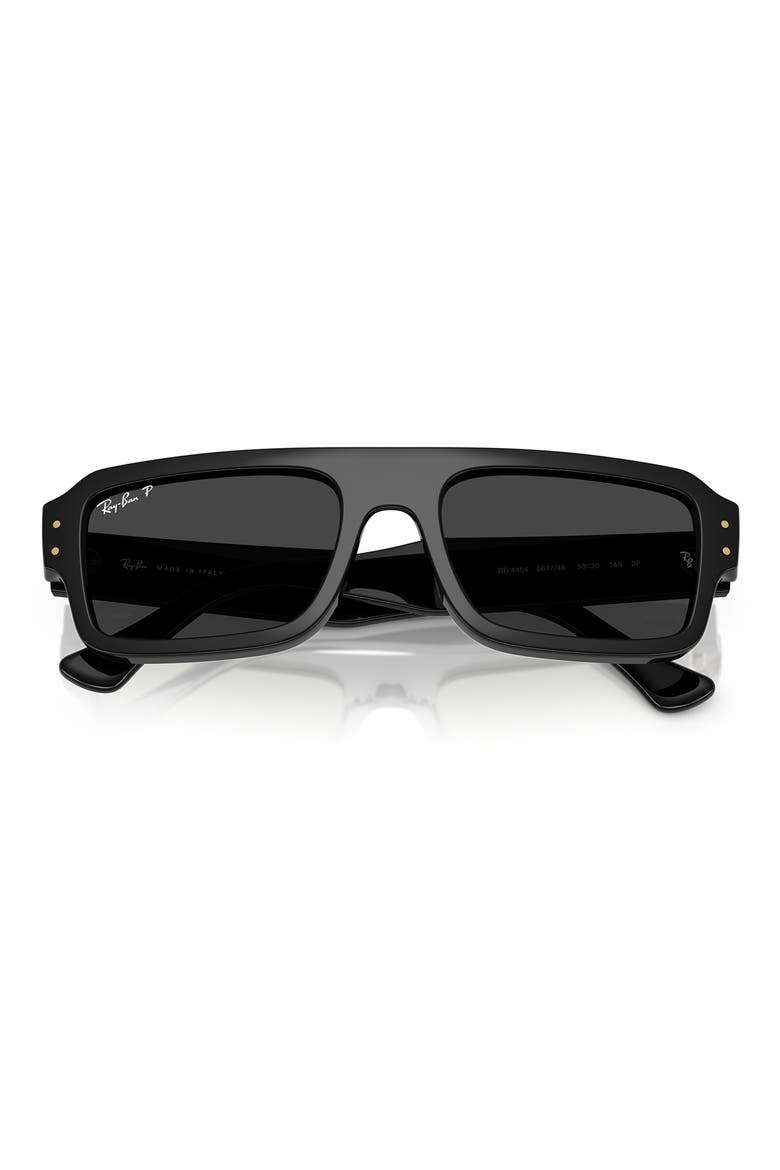 53mm Flacko Polarized Rectangle Sunglasses, Alternate, color, BLACK / POLAR BLACK