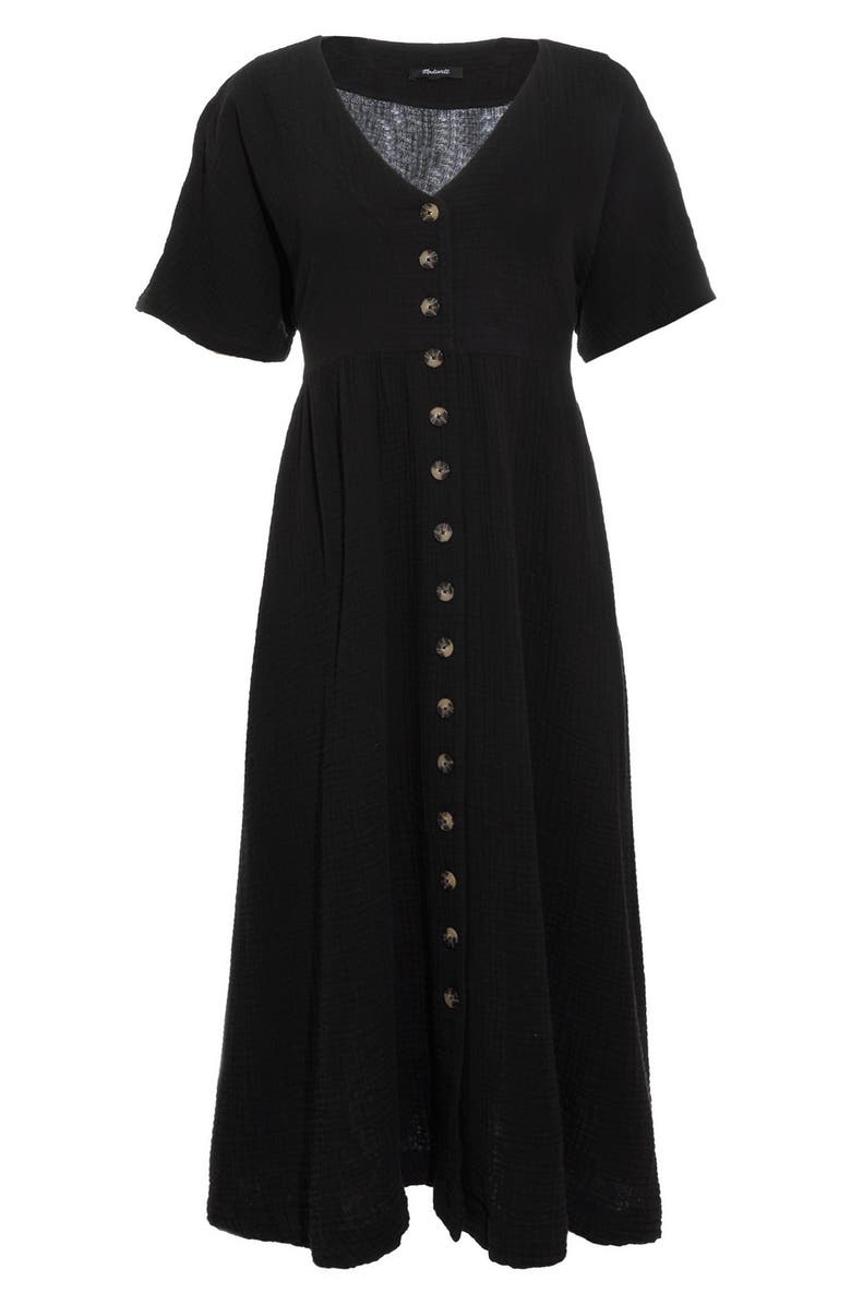 Madewell Button Front Gauze Midi Dress, Main, color, 