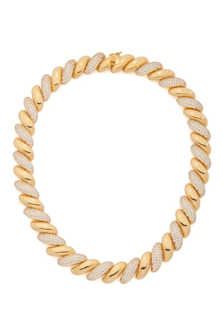 Pavé Twist Necklace, Main, color, GOLD