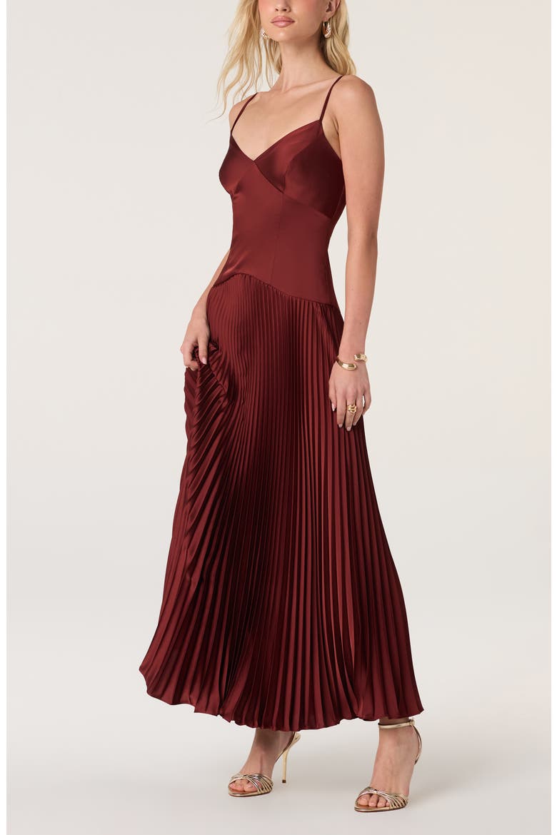 Pleated Drop Waist Dress, Alternate, color, RUST