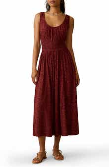 Faherty Sunseeker Smocked Waist Midi Dress