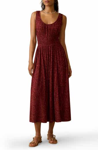 Faherty Sunseeker Smocked Waist Midi Dress