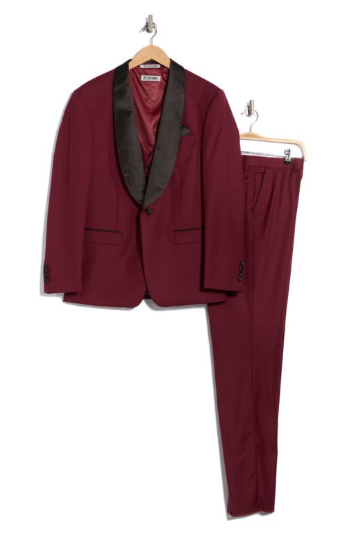 Zegarie Burgundy Shawl Collar 3-piece Tuxedo In Burgundy