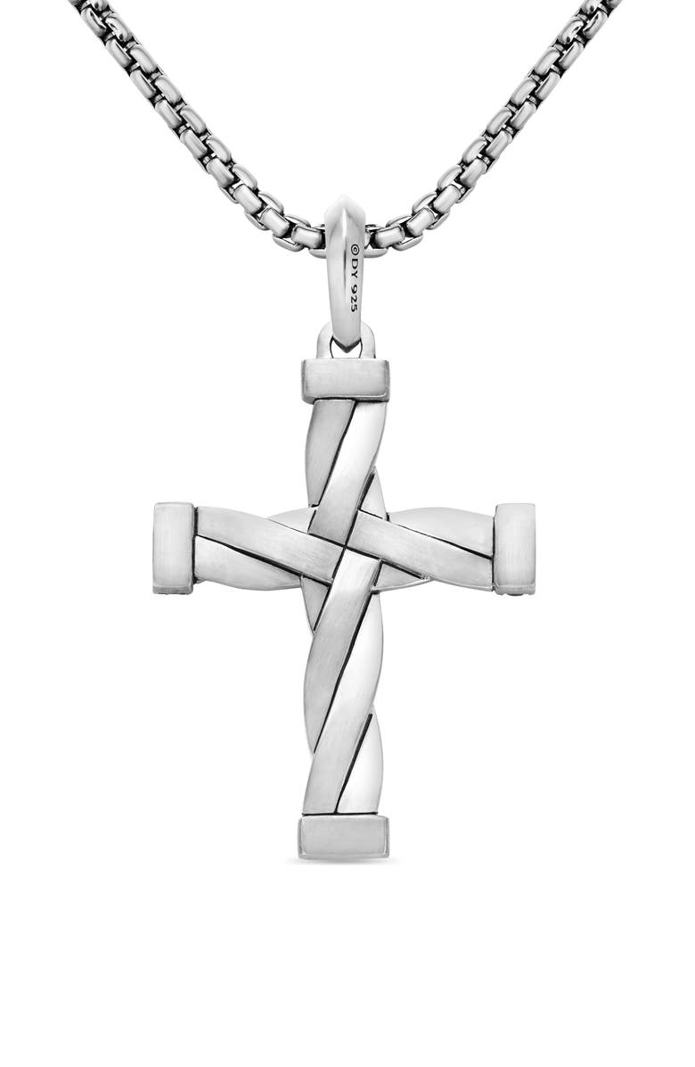 David Yurman Helios Cross Pendant, Alternate, color, Sterling Silver/ Diamond