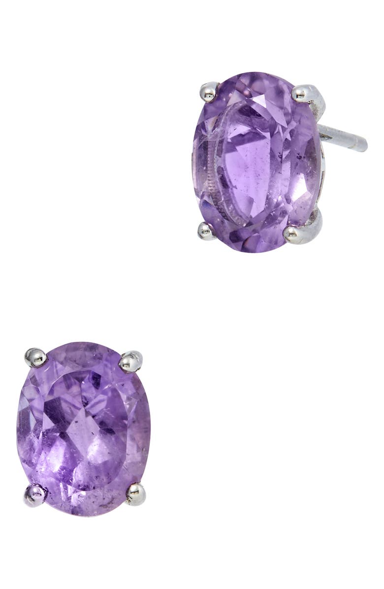 SAVVY CIE JEWELS Sterling Silver Gemstone Stud Earrings, Main, color, 
