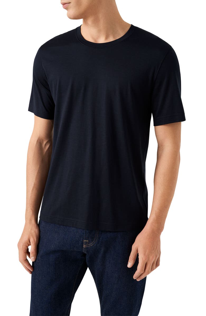 Eton Silk & Cotton T-Shirt, Main, color, Navy Blue