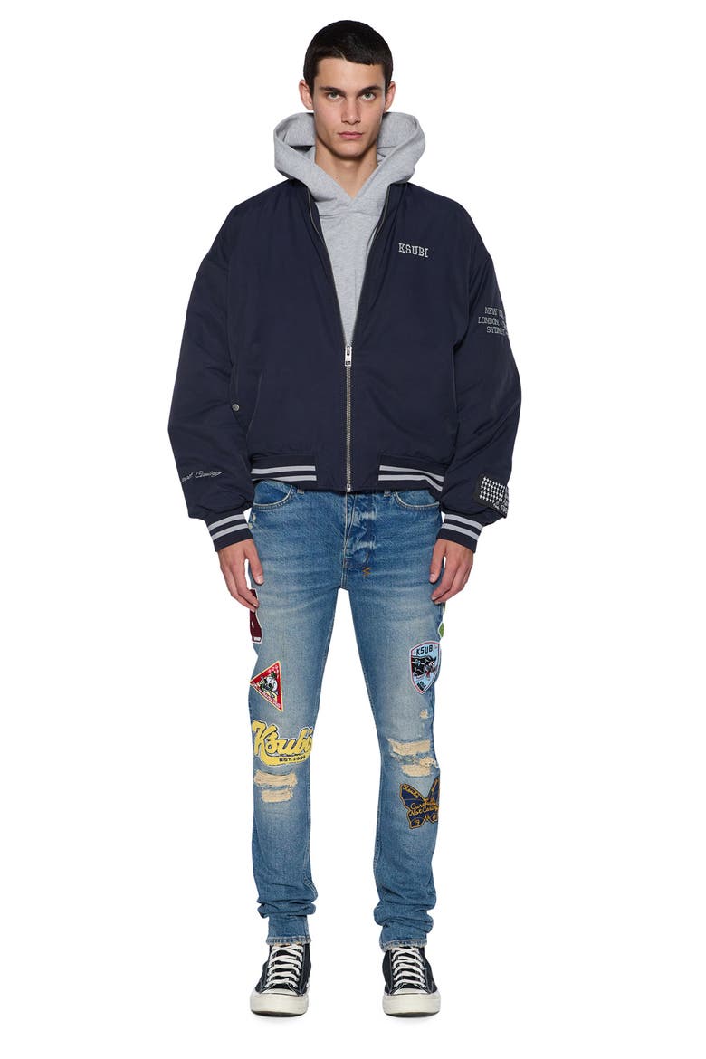 Van Winkle Rodeo Patch Ripped Skinny Jeans, Alternate, color, DENIM