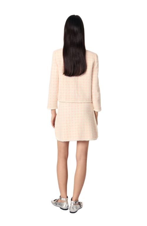 Maje Tweed-effect Knit Jacket In Pink/ecru