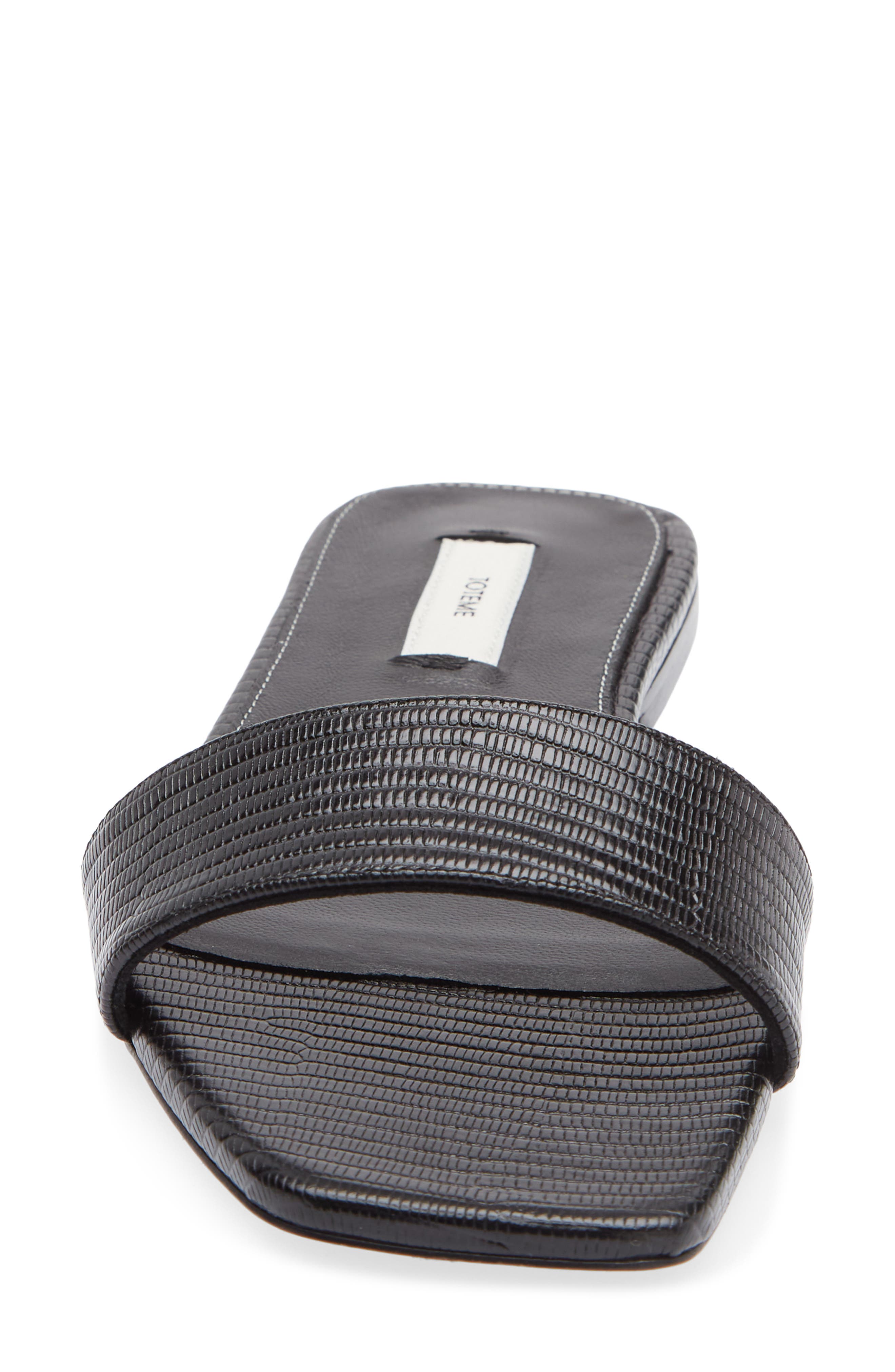 TOTEME Lizard Embossed Slide Sandal, Alternate, color, Black