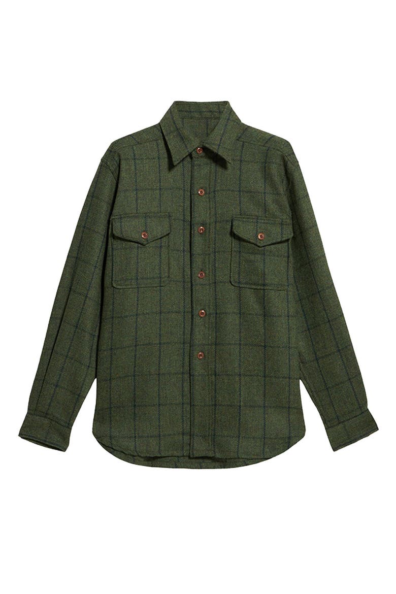 Classic Wool Check Overshirt, Main, color, Green