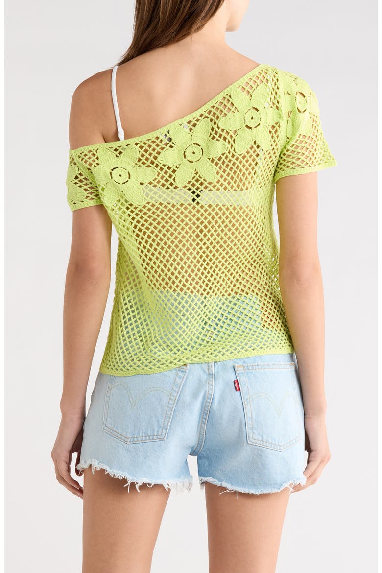 Valerie Open Stitch One-Shoulder Top, Alternate, color, GREEN