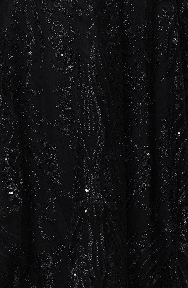 Blondie Nites Strapless Glitter Cutout Gown, Alternate, color, Black