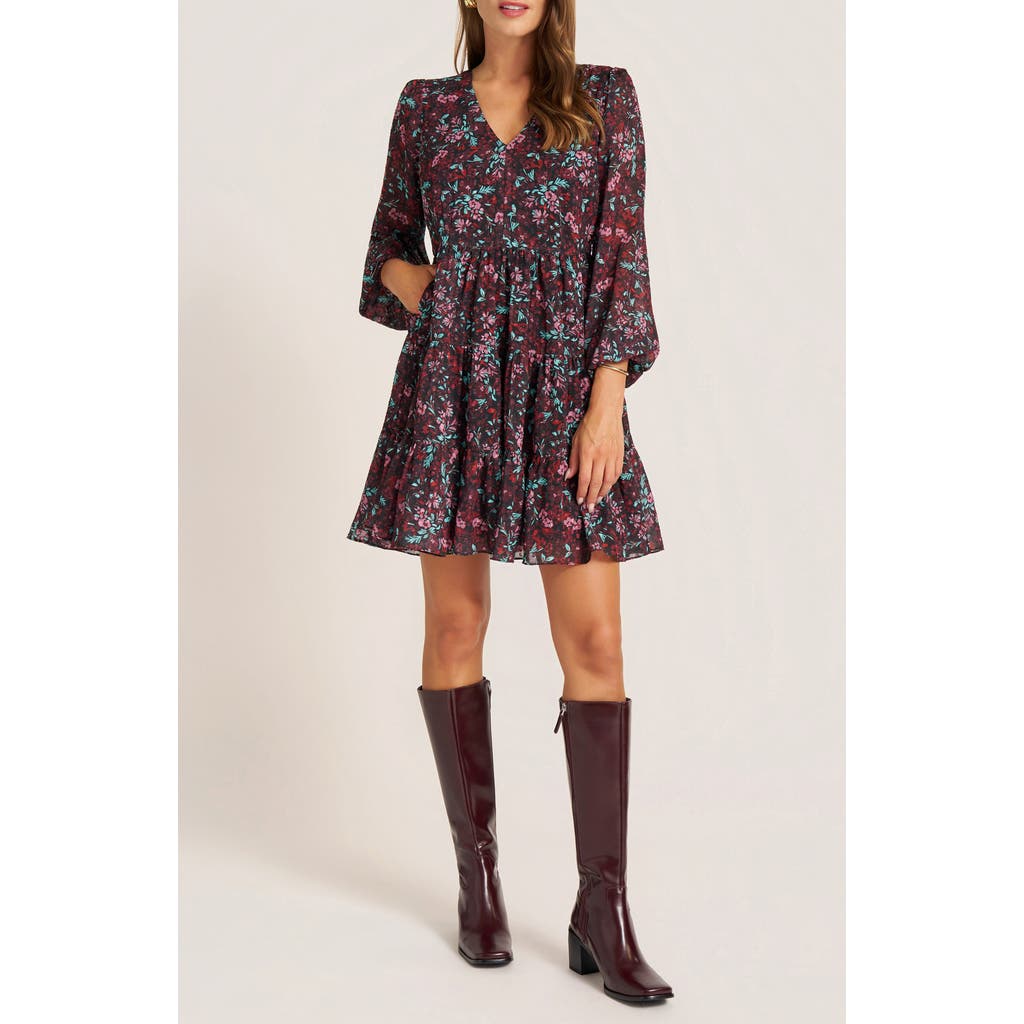 Matty M . Meadow Balloon Sleeve Minidress In Multi
