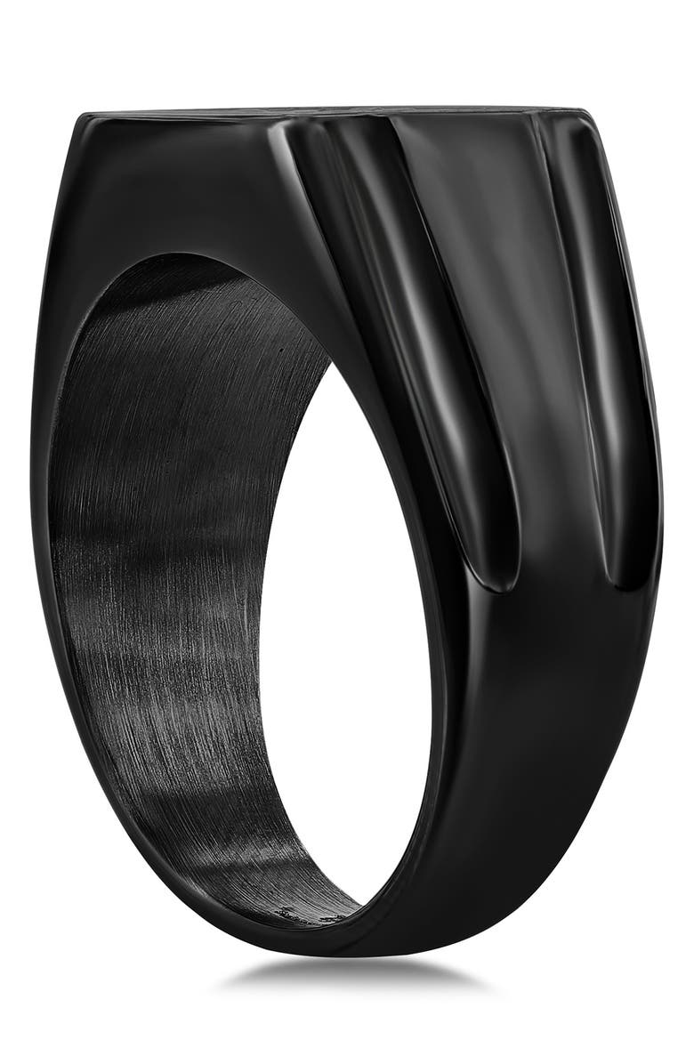 BLACKJACK Men's Black Stainless Steel Pavé CZ Square Ring, Alternate, color, 